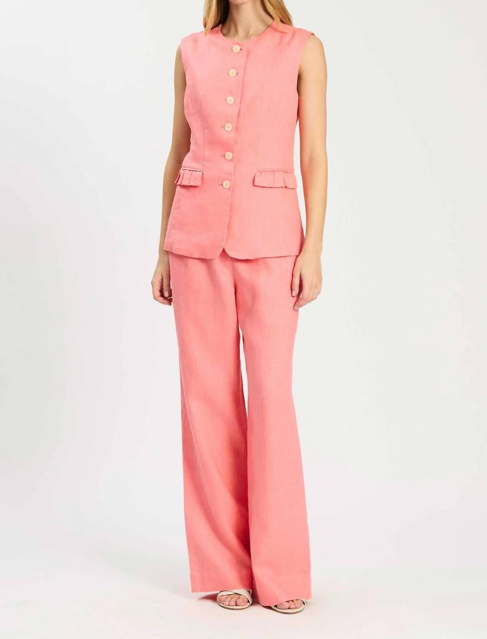 NEW TYLER BOE reid linen vest top in coral